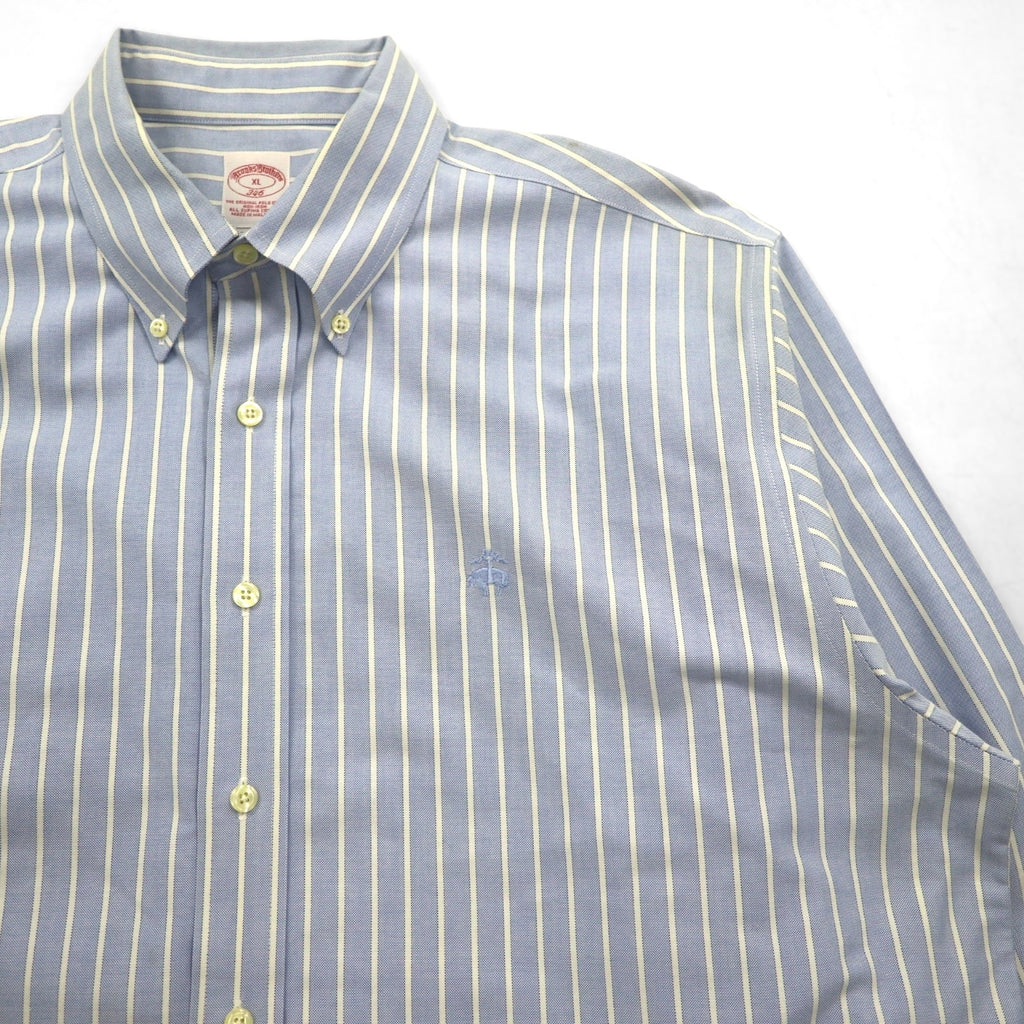 Brooks Brothers 346 Oxford Button-Down Shirt, XL, Blue, Striped, with Embroidered Logo