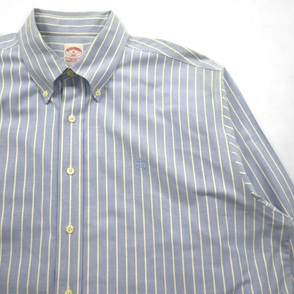 Brooks Brothers 346 オックスフォード ボタンダウンシャツ XL ブルー ストライプ ワンポイントロゴ刺繍