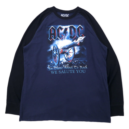 AC/DC バンドTシャツ ラグラン XL ネイビー コットン ポリエステル For Those About To Rock, We Salute You