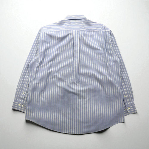 Brooks Brothers 346 オックスフォード ボタンダウンシャツ XL ブルー ストライプ ワンポイントロゴ刺繍