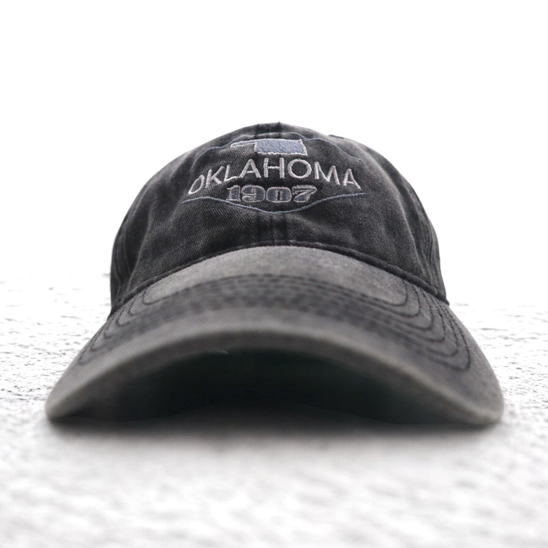 KAUFMAN Vintage 6 Panel Cap ONE Grey Cotton OKLAHOMA Embroidery