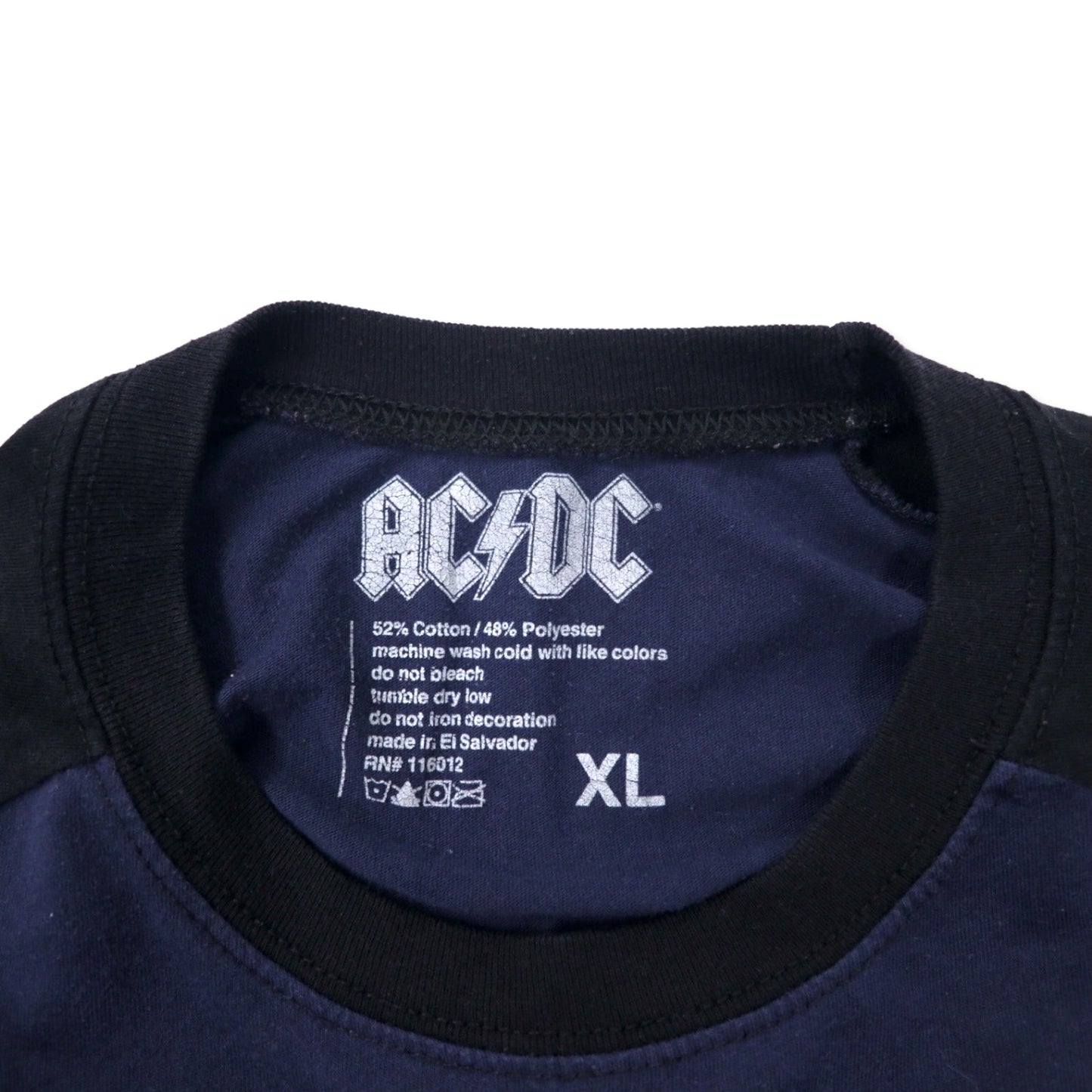 AC/DC バンドTシャツ ラグラン XL ネイビー コットン ポリエステル For Those About To Rock, We Salute You