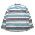 LLBean Oxford Button-Down Shirt XXL Blue Border TRADITIONAL FIT 515164 Made in Sri Lanka