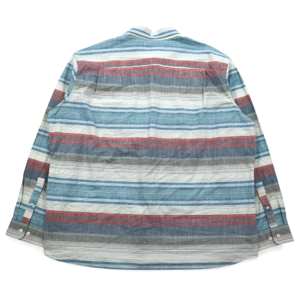 LLBean Oxford Button-Down Shirt XXL Blue Border TRADITIONAL FIT 515164 Made in Sri Lanka