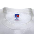 Made in USA 90s RUSSELL ATHLETIC Football Print Sweatshirt XXL White Cotton Fleece Lining Arch Logo SOUTHFIELD JAYHAWKS FOOTBALL