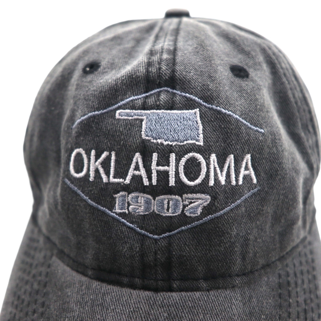 KAUFMAN ヴィンテージ加工 6パネルキャップ ONE グレー コットン OKLAHOMA 刺繍
