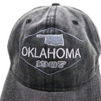 KAUFMAN ヴィンテージ加工 6パネルキャップ ONE グレー コットン OKLAHOMA 刺繍