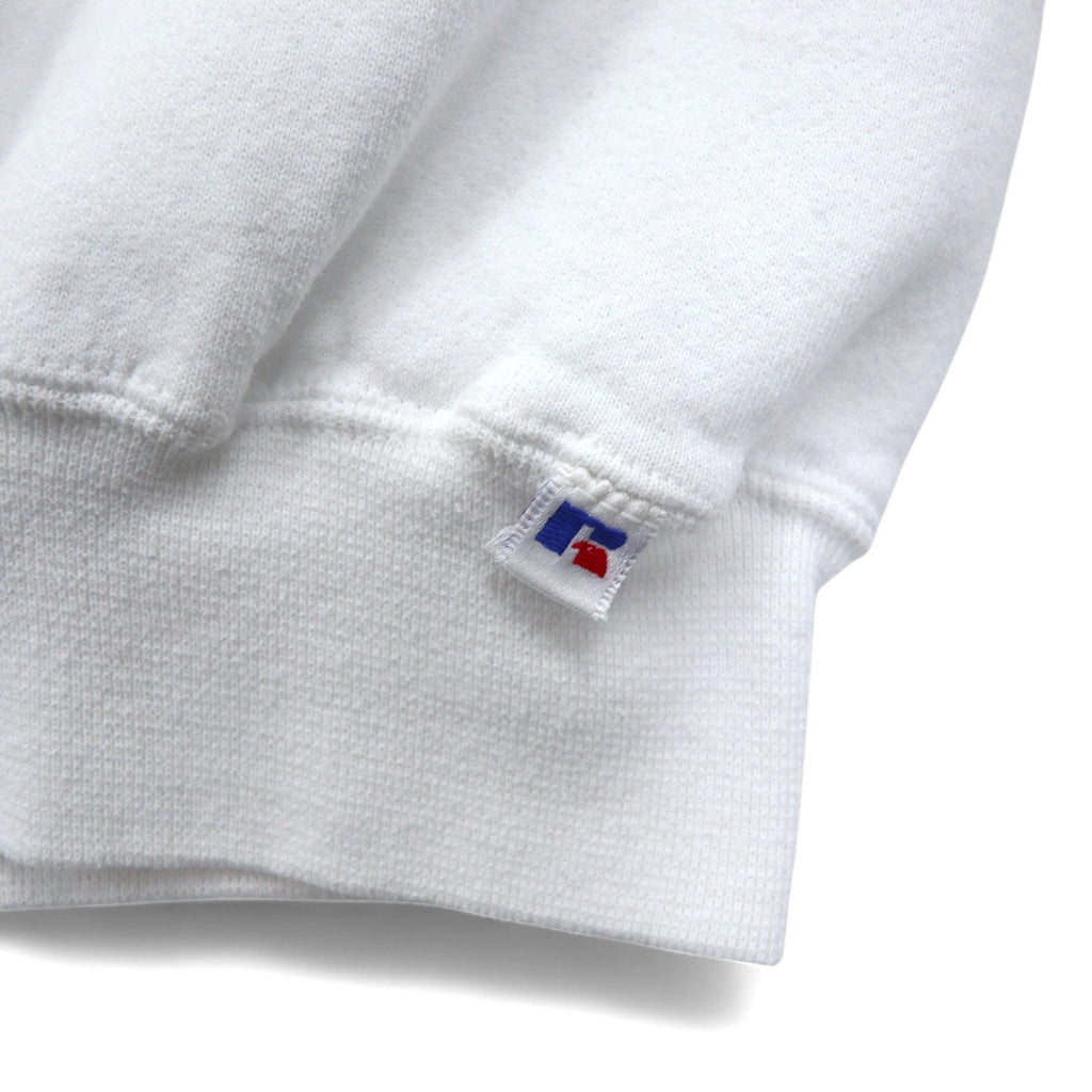 Made in USA 90s RUSSELL ATHLETIC Football Print Sweatshirt XXL White Cotton Fleece Lining Arch Logo SOUTHFIELD JAYHAWKS FOOTBALL