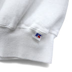 Made in USA 90s RUSSELL ATHLETIC Football Print Sweatshirt XXL White Cotton Fleece Lining Arch Logo SOUTHFIELD JAYHAWKS FOOTBALL