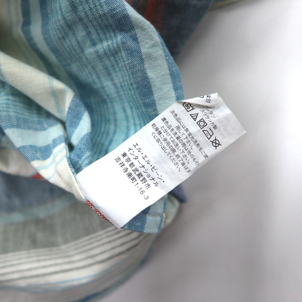 LLBean Oxford Button-Down Shirt XXL Blue Border TRADITIONAL FIT 515164 Made in Sri Lanka