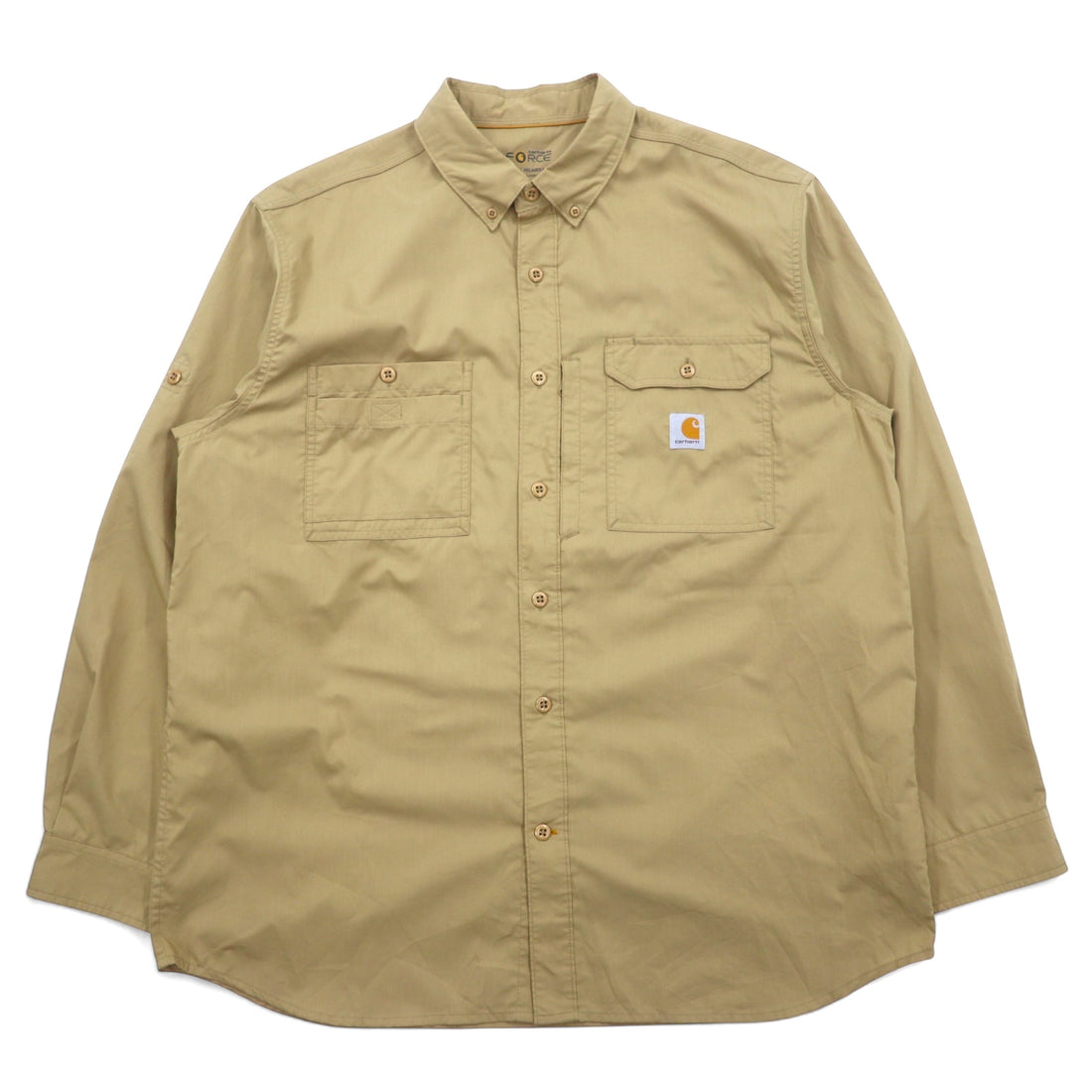 日本然リトテ-古着オンライン-carhartt FORCE リラックスフィット ボタンダウン ワークシャツ XL ベージュ ポリエステル Ridgefield Solid L/S Shirt 102418-carhartt FORCE Relaxed Fit Button Down Work Shirt XL Beige Polyester Ridgefield Solid L/S Shirt 102418