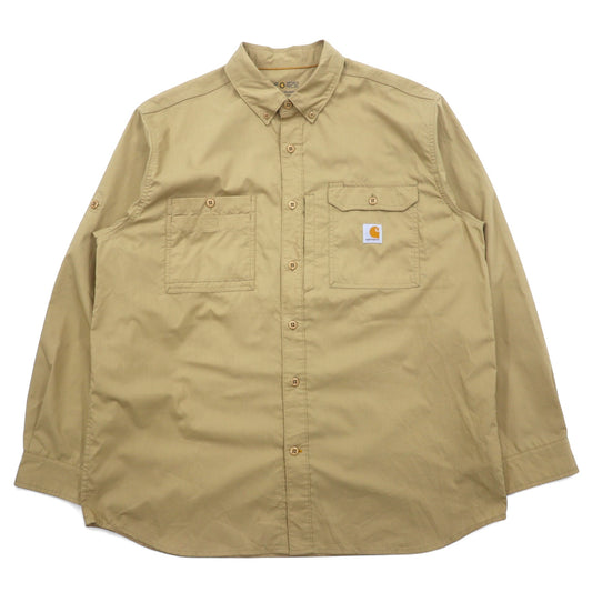 carhartt FORCE リラックスフィット ボタンダウン ワークシャツ XL ベージュ ポリエステル Ridgefield Solid L/S Shirt 102418