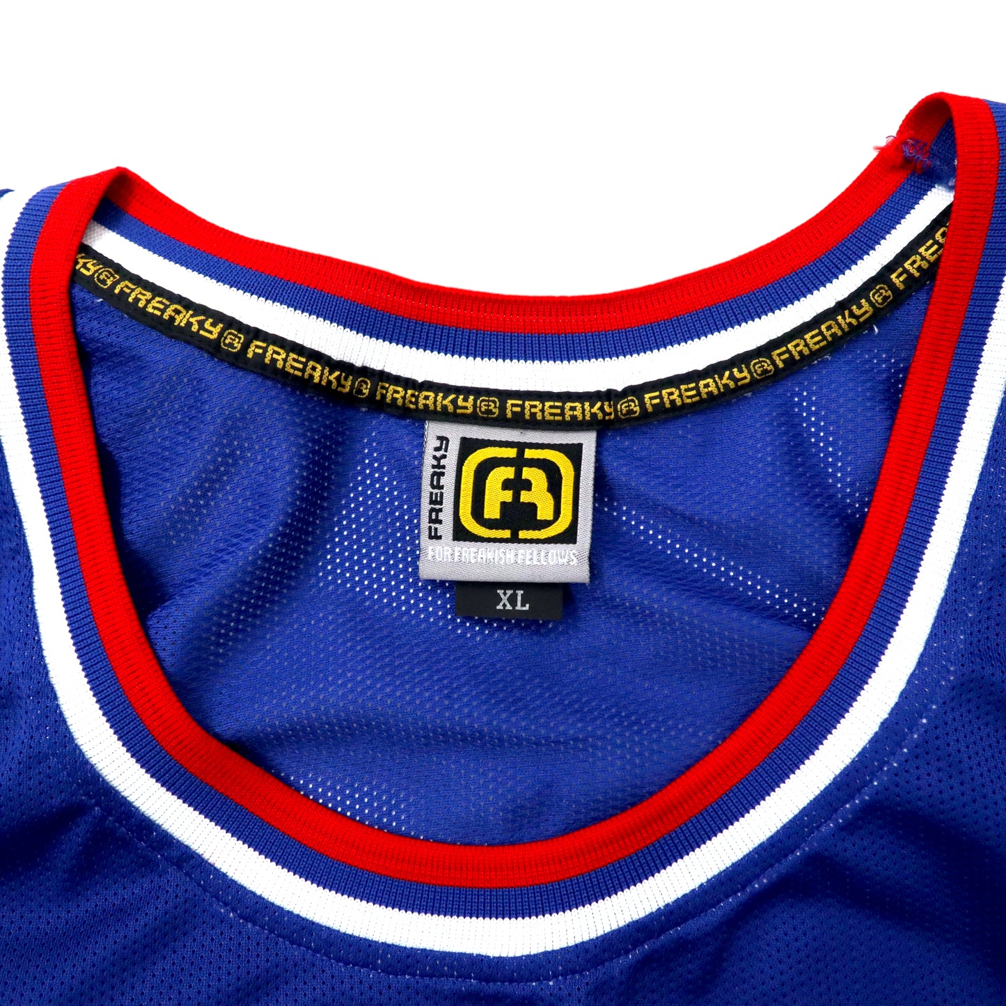 FREAKY 90年代 ゲームシャツ バスケ タンクトップ XL ブルー ポリエステル メッシュ ナンバリング