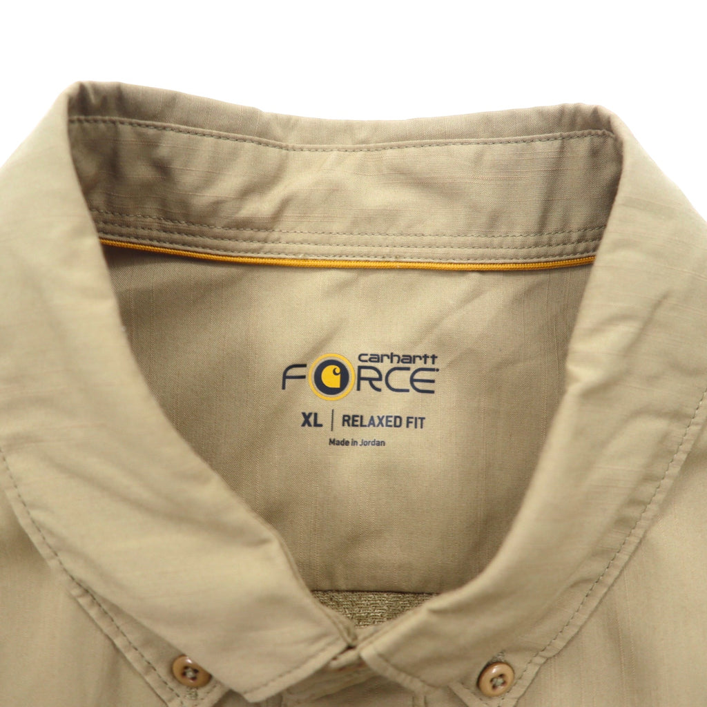 carhartt FORCE Relaxed Fit Button-Down Work Shirt, XL, Beige, Polyester, Ridgefield Solid L/S Shirt 102418