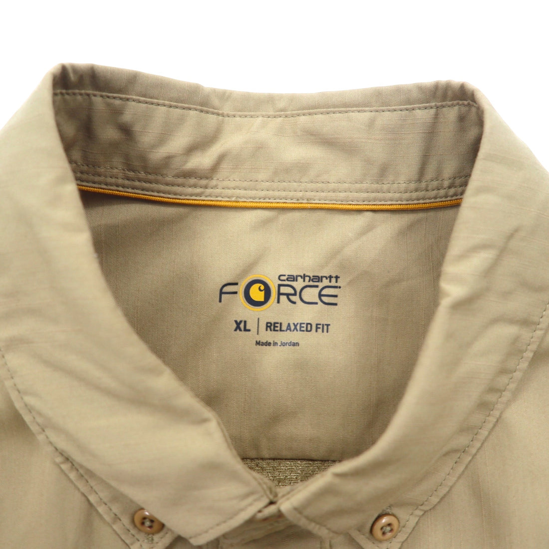 carhartt FORCE Relaxed Fit Button-Down Work Shirt, XL, Beige, Polyester, Ridgefield Solid L/S Shirt 102418