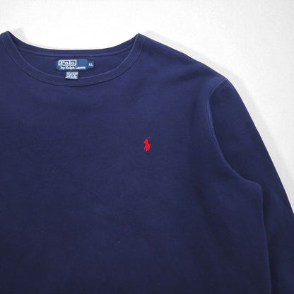 Polo by Ralph Lauren 90年代 クルーネック スウェット XL ネイビー 無地 コットン スモールポニー刺繍