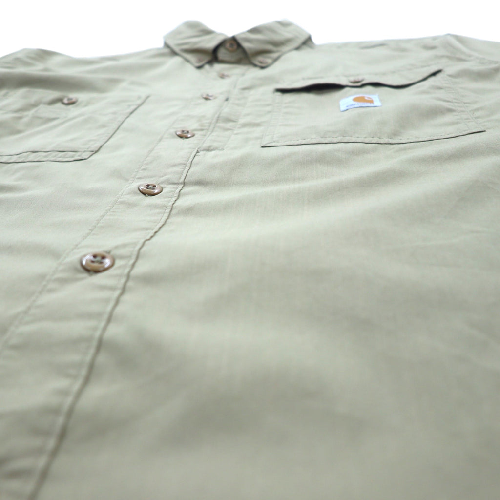 carhartt FORCE Relaxed Fit Button-Down Work Shirt, XL, Beige, Polyester, Ridgefield Solid L/S Shirt 102418
