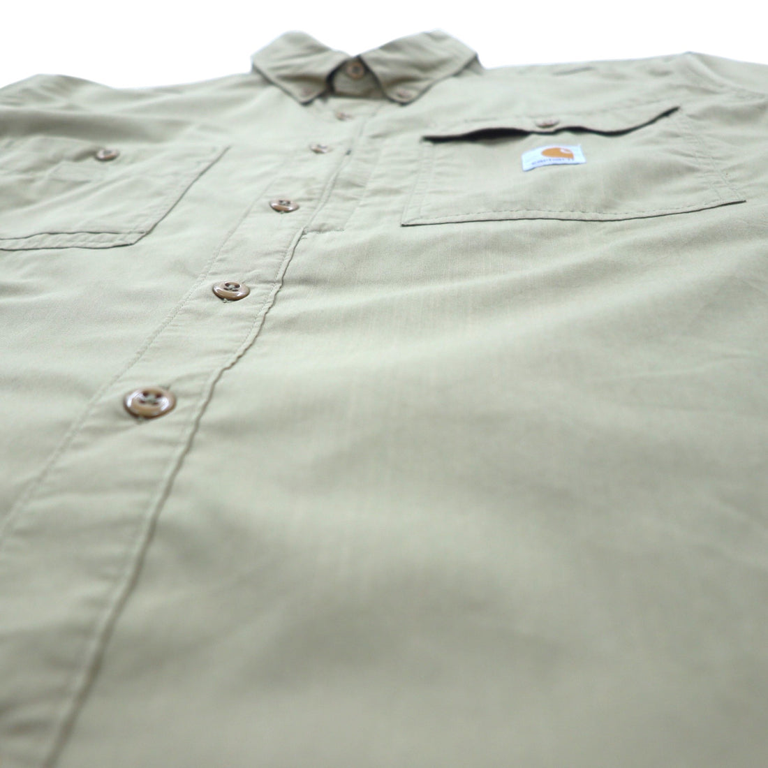 carhartt FORCE Relaxed Fit Button-Down Work Shirt, XL, Beige, Polyester, Ridgefield Solid L/S Shirt 102418