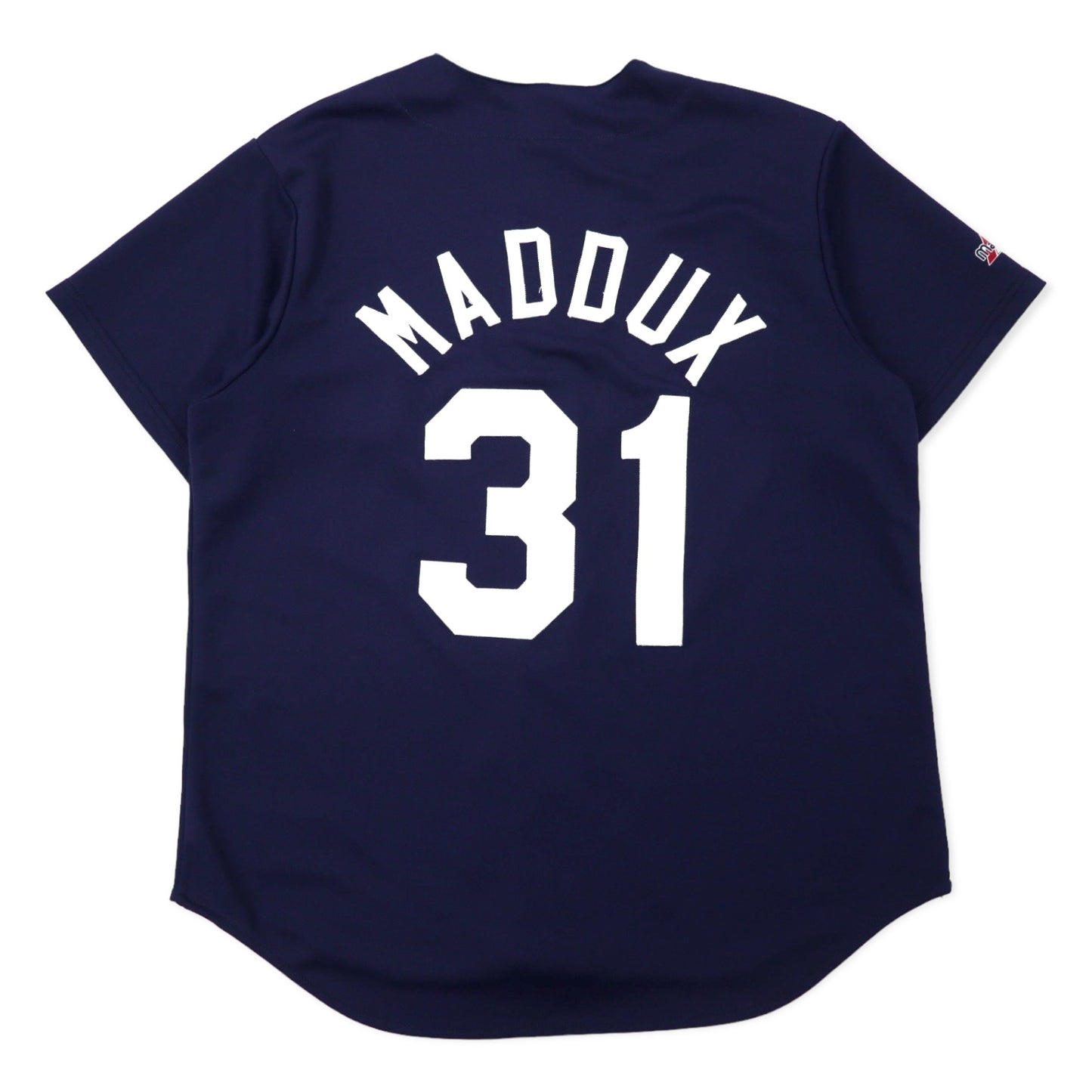 Majestic USA製 90年代 Diamond Collection ベースボールシャツ L ネイビー ポリエステル MLB Braves ナンバリング MADDUX