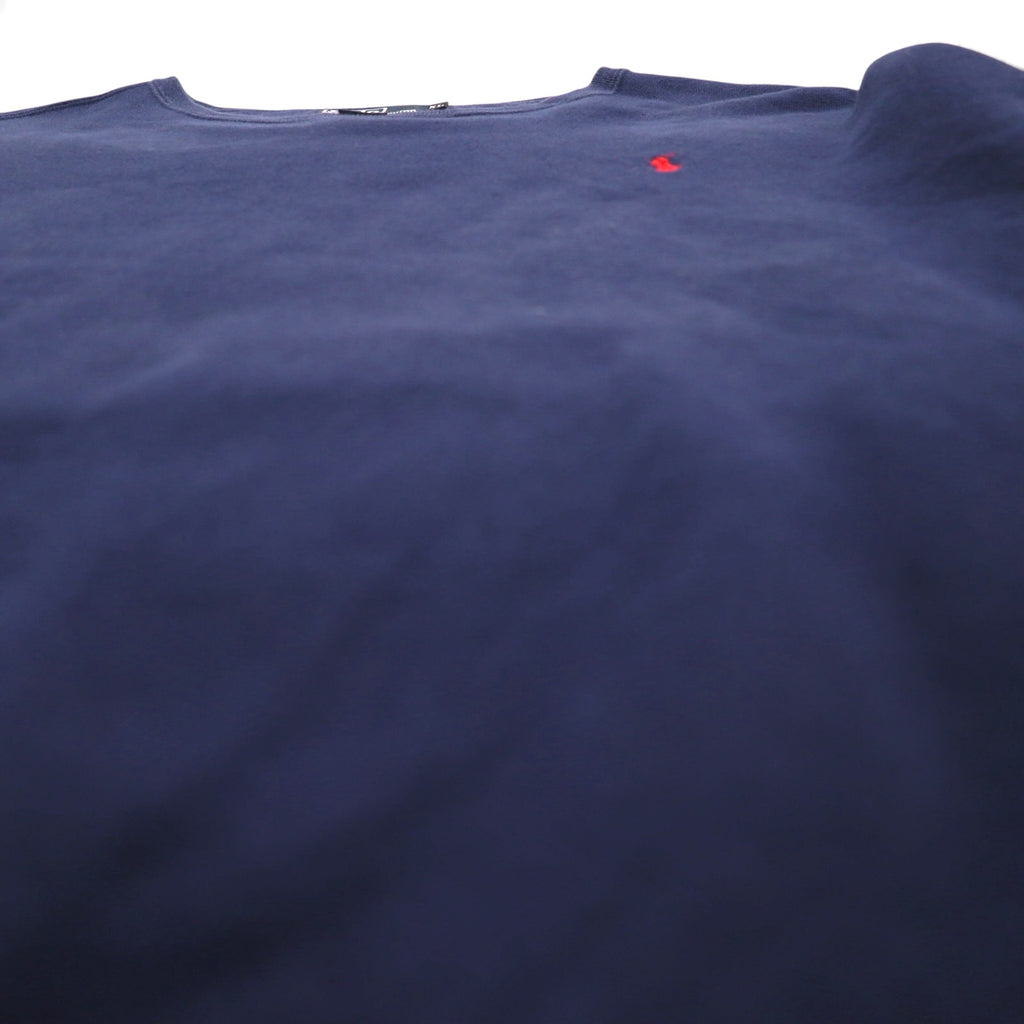Polo by Ralph Lauren 90s Crew Neck Sweatshirt, Size XL, Navy, Solid Cotton, Small Pony Embroidery