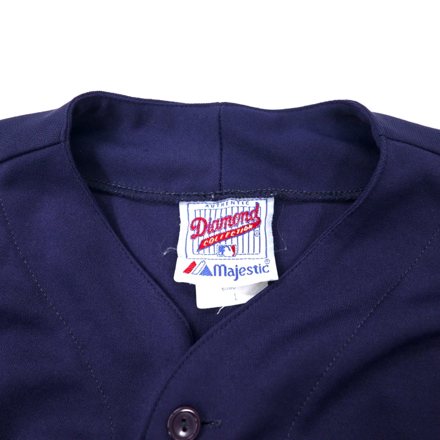 Majestic USA製 90年代 Diamond Collection ベースボールシャツ L ネイビー ポリエステル MLB Braves ナンバリング MADDUX