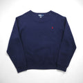 Polo by Ralph Lauren 90s Crew Neck Sweatshirt, Size XL, Navy, Solid Cotton, Small Pony Embroidery