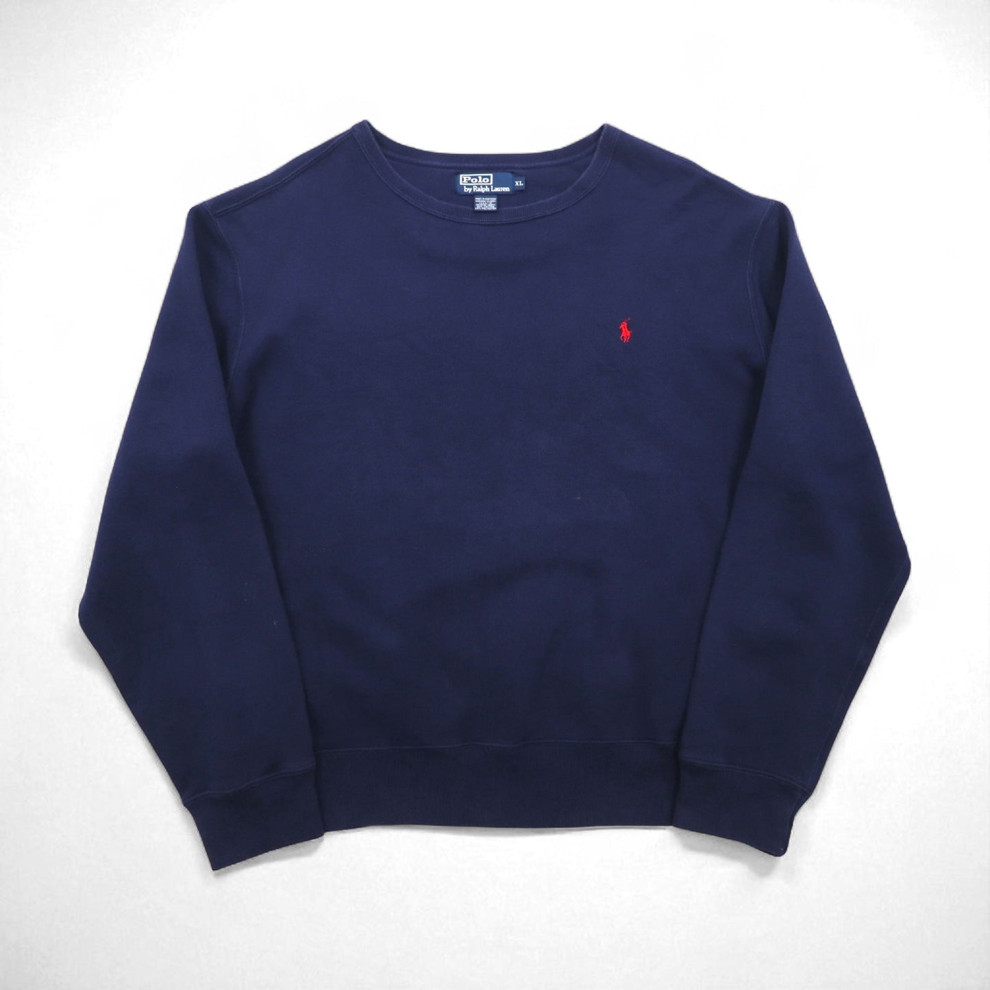 Polo by Ralph Lauren 90年代 クルーネック スウェット XL ネイビー 無地 コットン スモールポニー刺繍