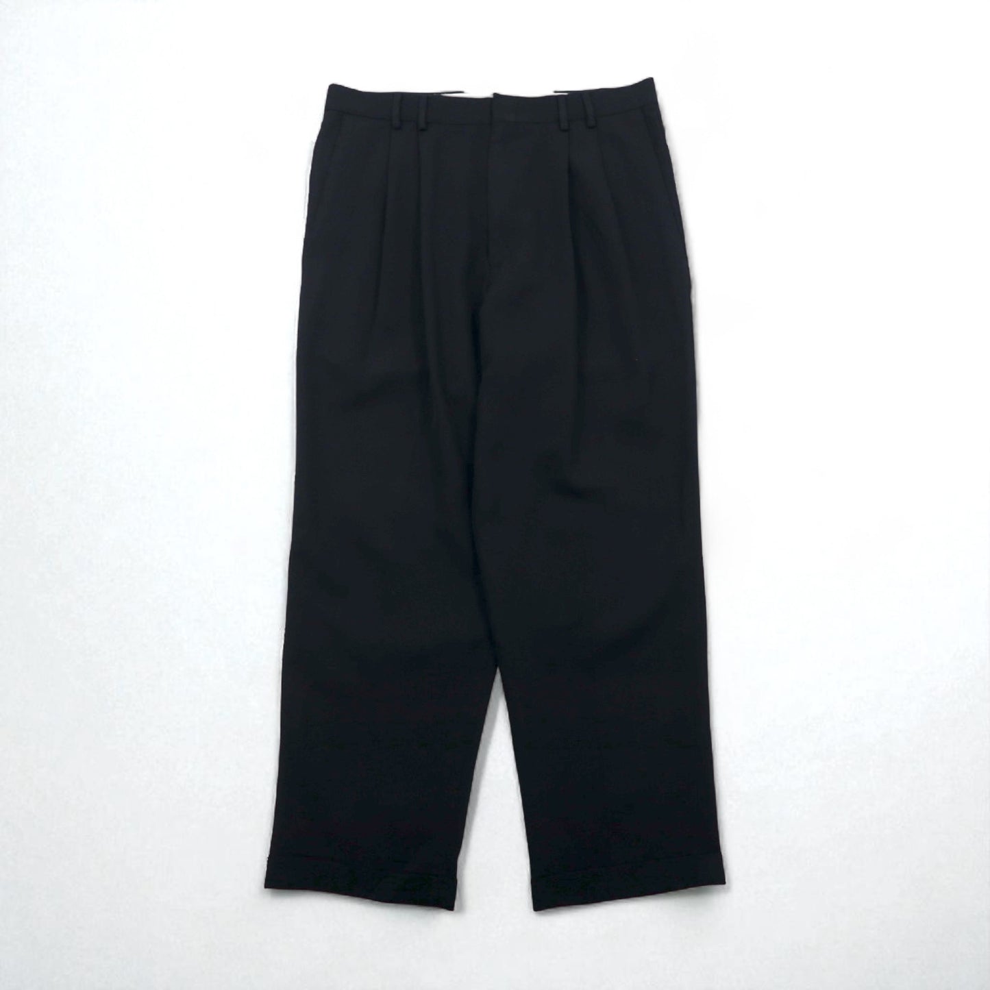 DOCKERS (Levi's) DRESS SLACKS, 90s, 2-pleat wide-leg slacks, size L, black, polyester and wool.
