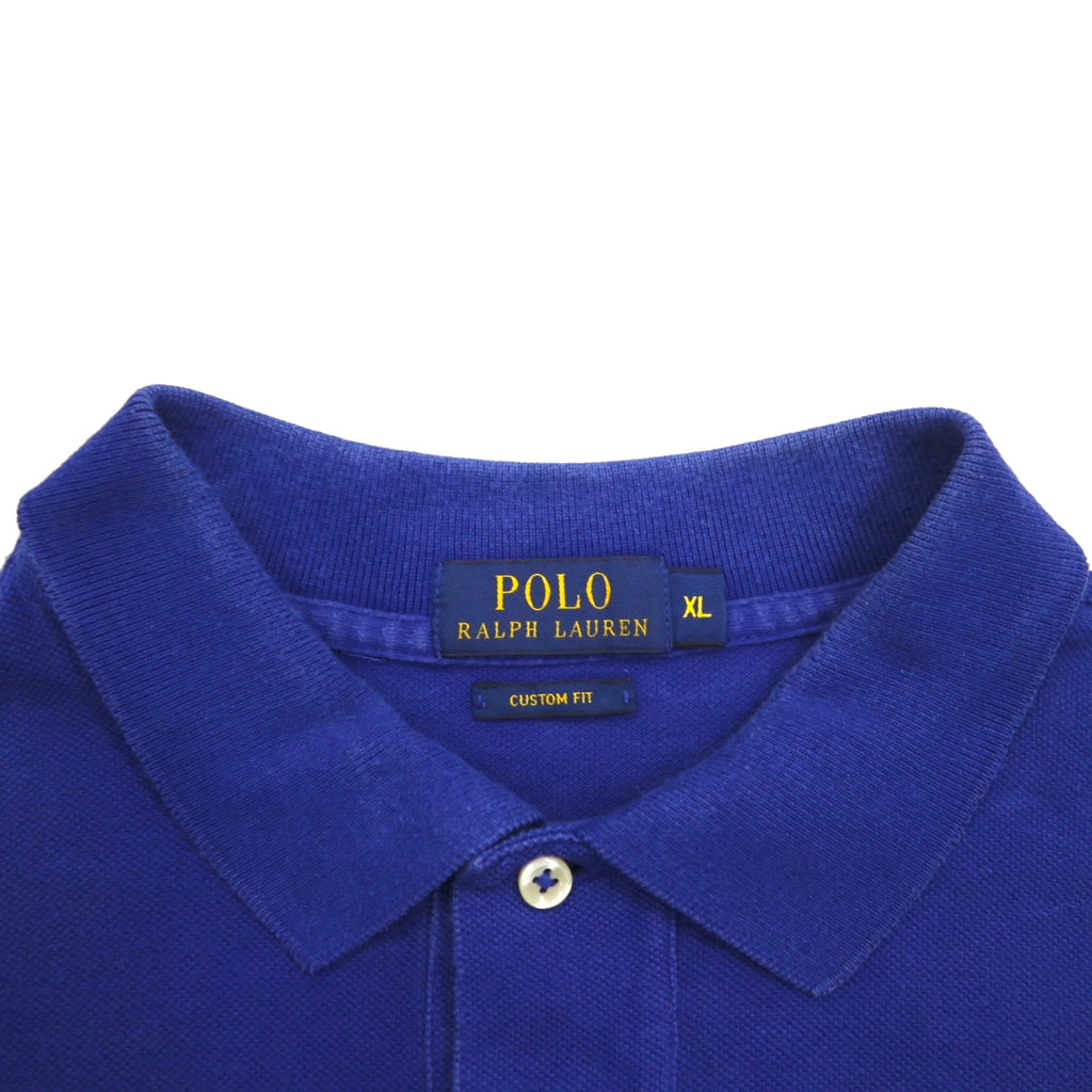 POLO RALPH LAUREN Polo shirt XL Blue Cotton Pique CUSTOM FIT Small pony embroidery