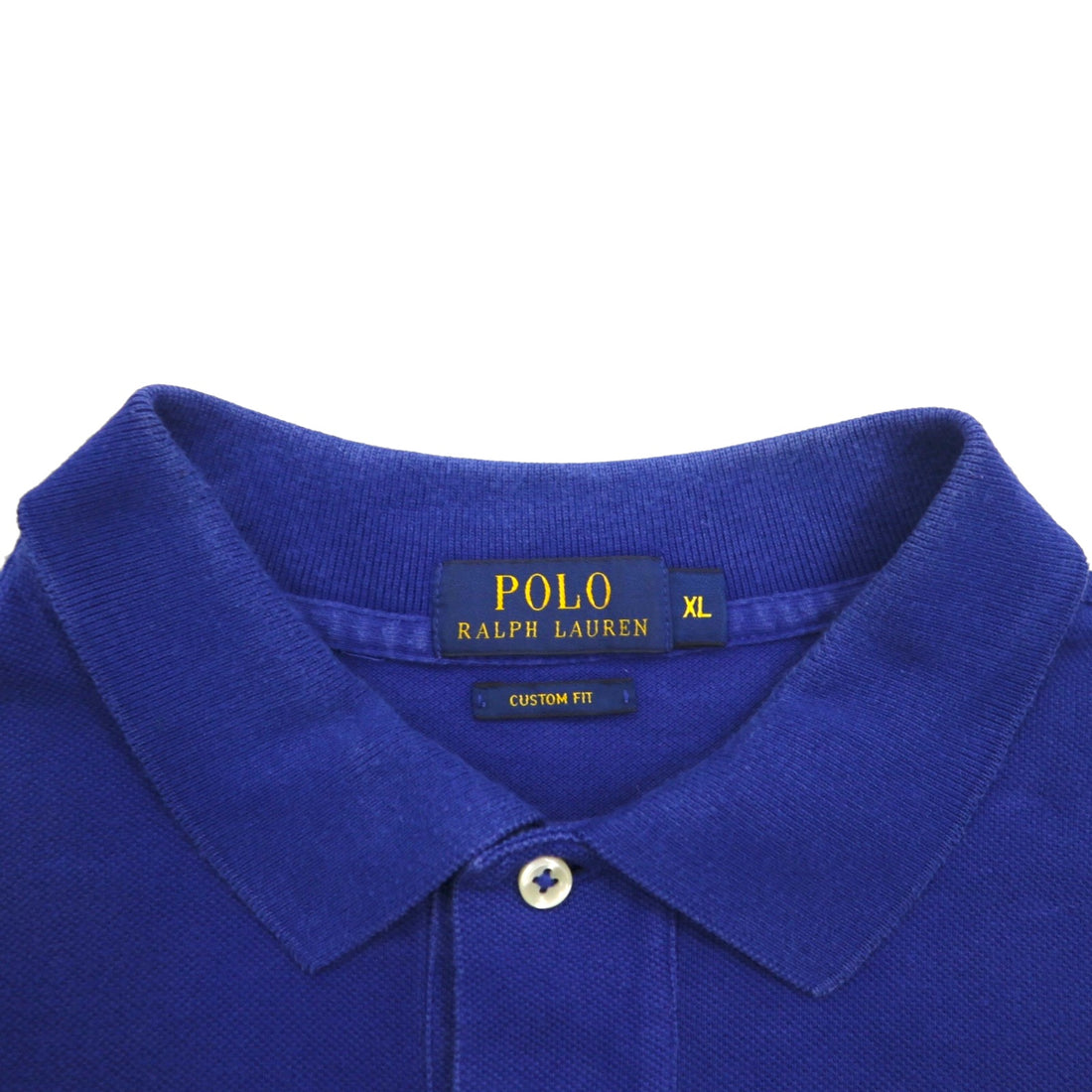 POLO RALPH LAUREN Polo shirt XL Blue Cotton Pique CUSTOM FIT Small pony embroidery
