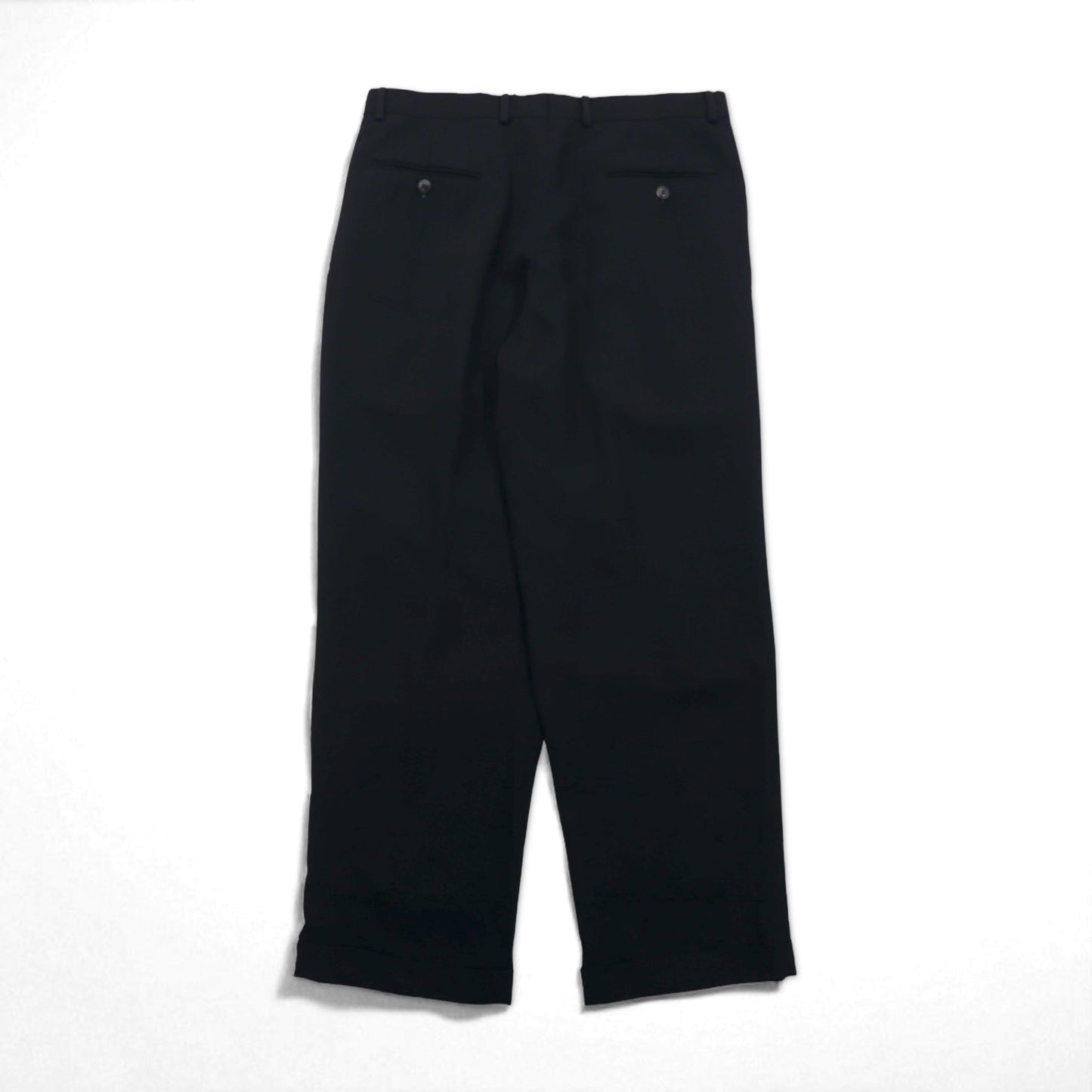 DOCKERS (Levi's) DRESS SLACKS, 90s, 2-pleat wide-leg slacks, size L, black, polyester and wool.