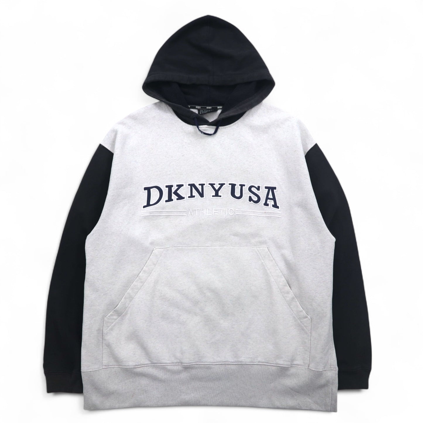 DKNY USA (Donna Karan New York) 90s Pullover Hoodie, L, Grey, Cotton