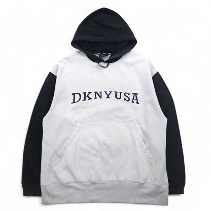DKNY USA (Donna Karan New York) 90s Pullover Hoodie, L, Grey, Cotton
