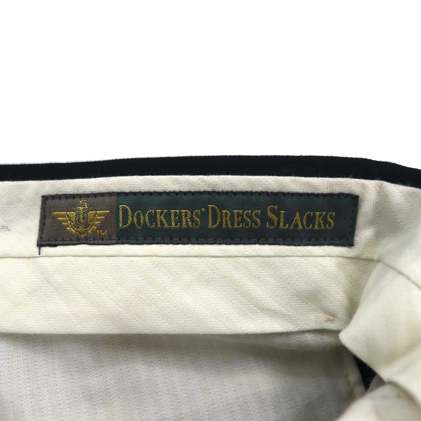 DOCKERS (Levi's) DRESS SLACKS, 90s, 2-pleat wide-leg slacks, size L, black, polyester and wool.