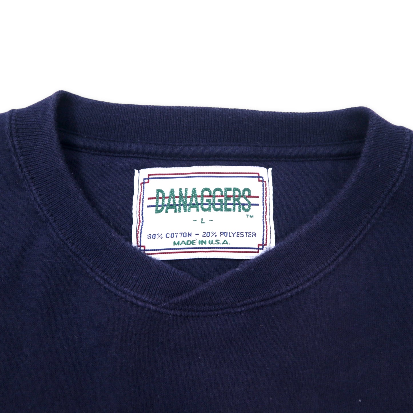 DANAGGERS USA製 90年代 プリント スウェット L ネイビー コットン 裏起毛 THE BIG STICK ビッグサイズ