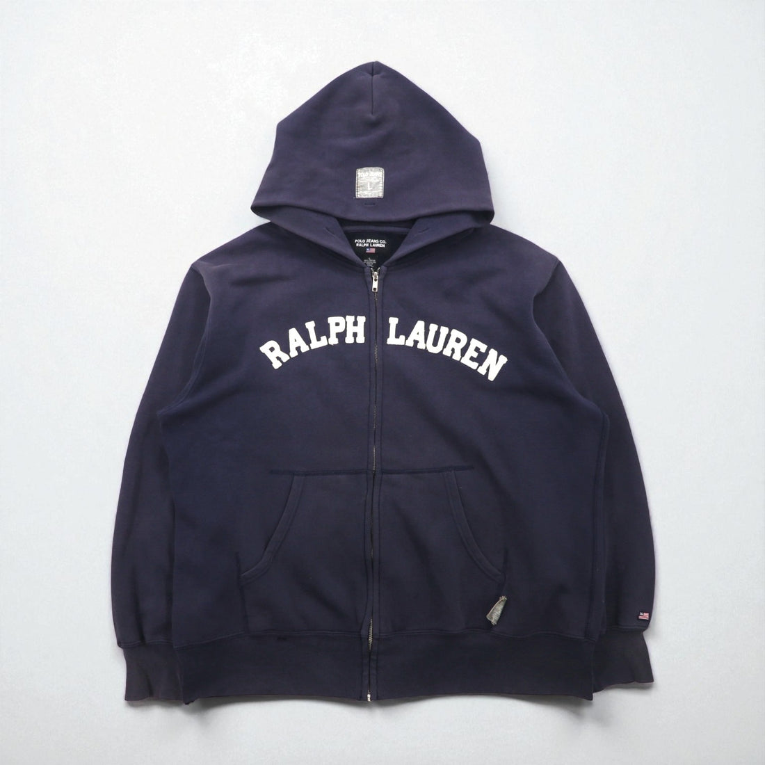 Ralph Lauren 90s Zip Hoodie L Navy Front Pocket POLO JEANS CO.