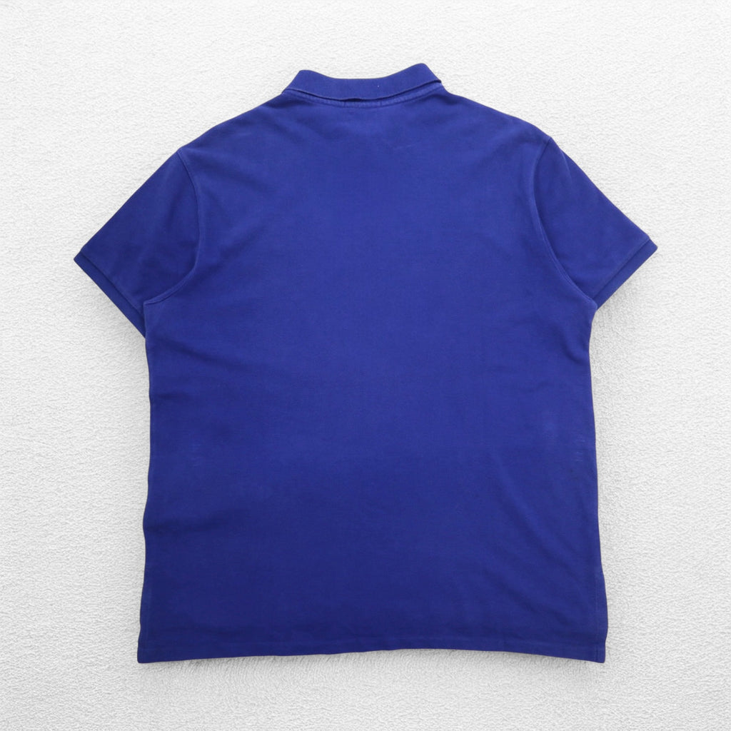 POLO RALPH LAUREN Polo shirt XL Blue Cotton Pique CUSTOM FIT Small pony embroidery