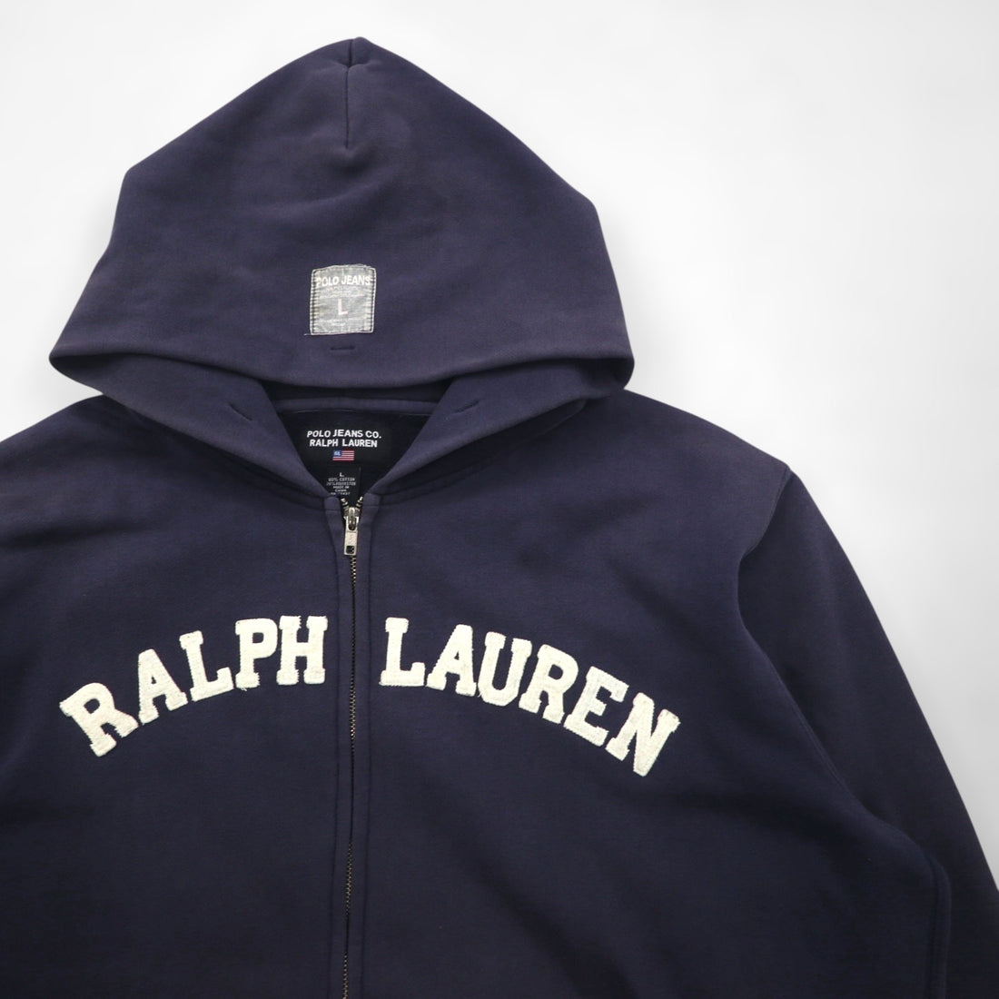Ralph Lauren 90s Zip Hoodie L Navy Front Pocket POLO JEANS CO.