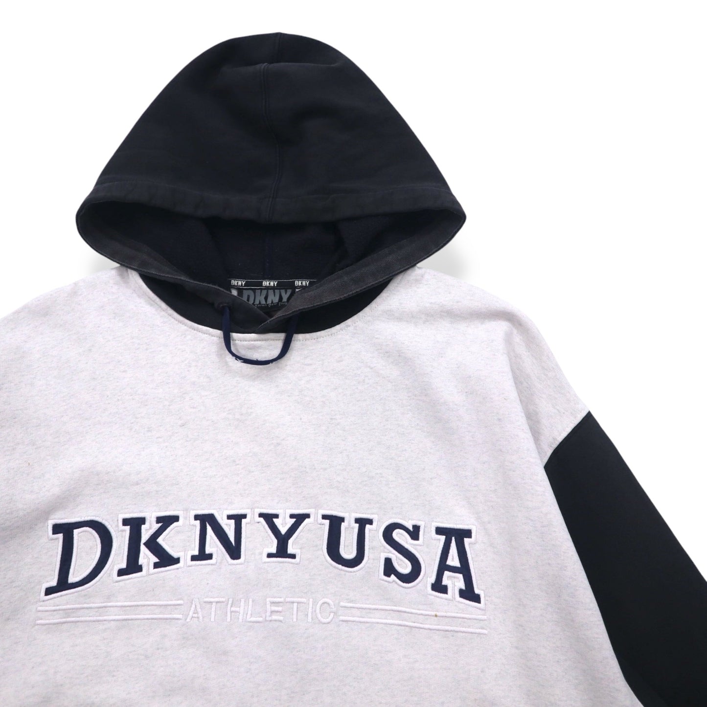 DKNY USA (Donna Karan New York) 90s Pullover Hoodie, L, Grey, Cotton