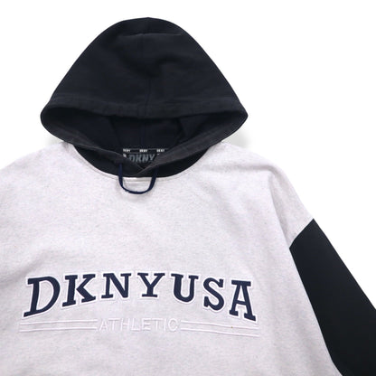 DKNY USA (Donna Karan New York) 90s Pullover Hoodie, L, Grey, Cotton