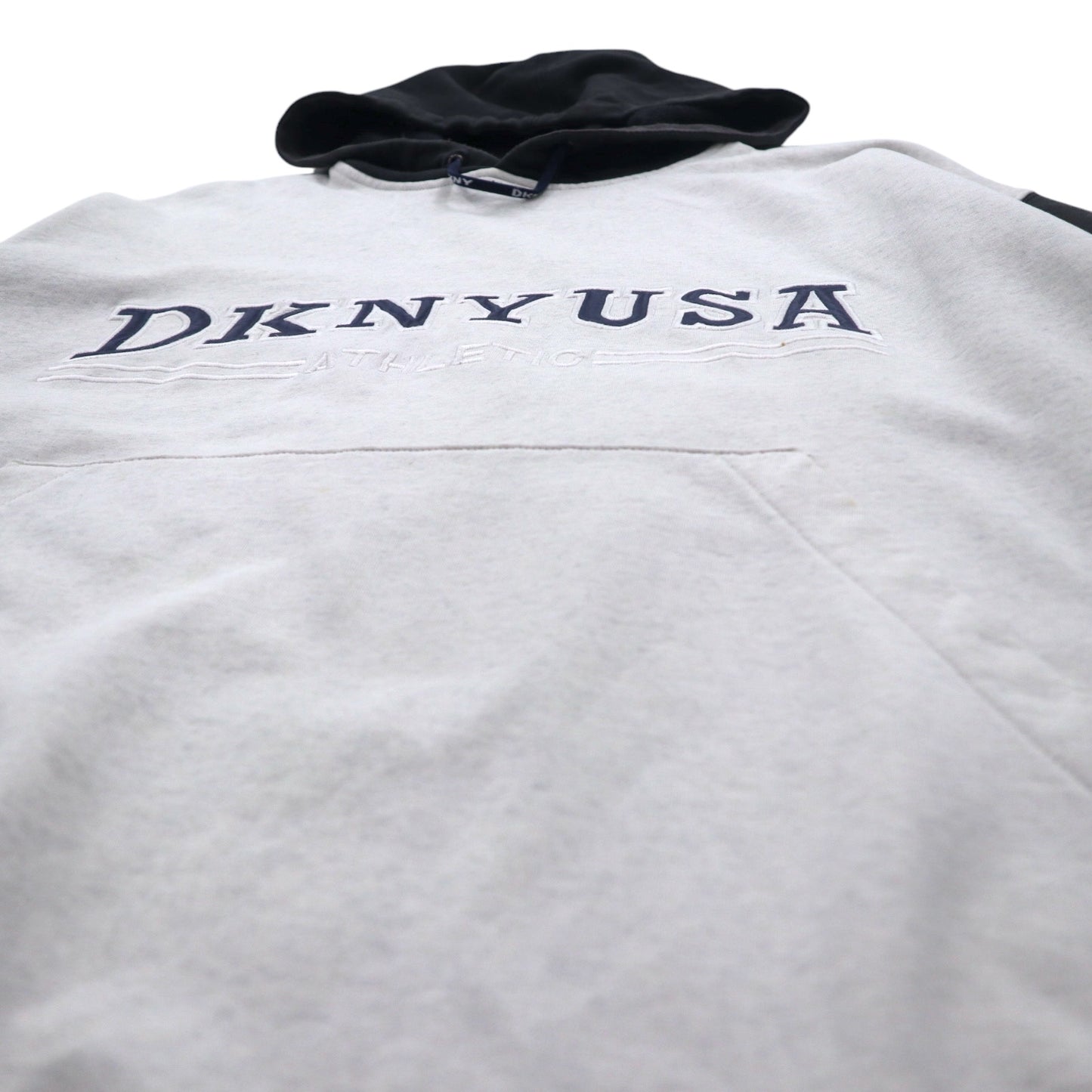 DKNY USA (Donna Karan New York) 90s Pullover Hoodie, L, Grey, Cotton