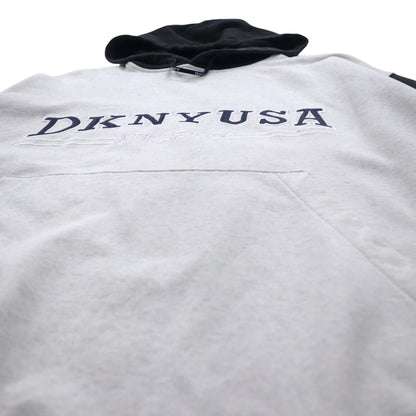DKNY USA (Donna Karan New York) 90s Pullover Hoodie, L, Grey, Cotton