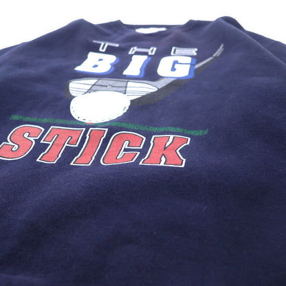 DANAGGERS USA製 90年代 プリント スウェット L ネイビー コットン 裏起毛 THE BIG STICK ビッグサイズ