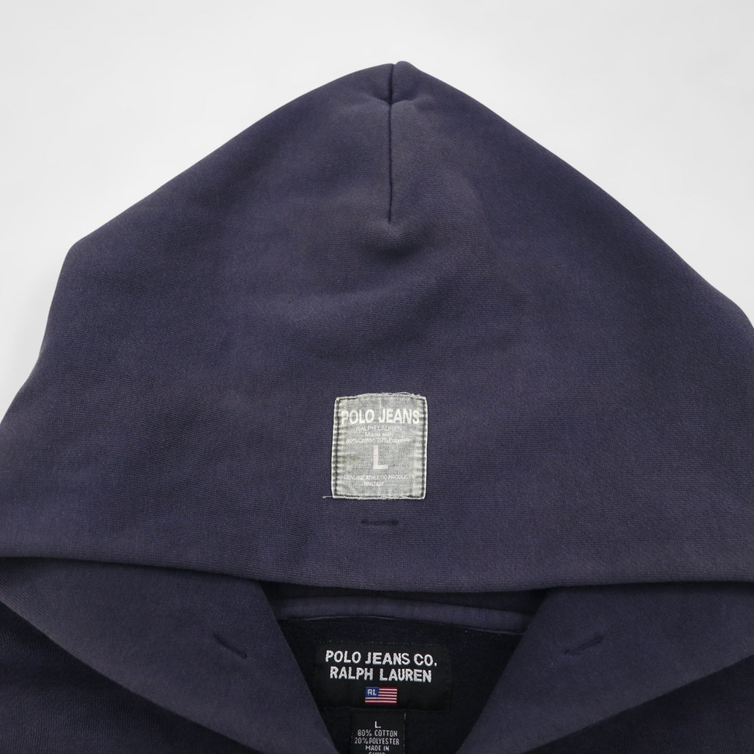 Ralph Lauren 90s Zip Hoodie L Navy Front Pocket POLO JEANS CO.