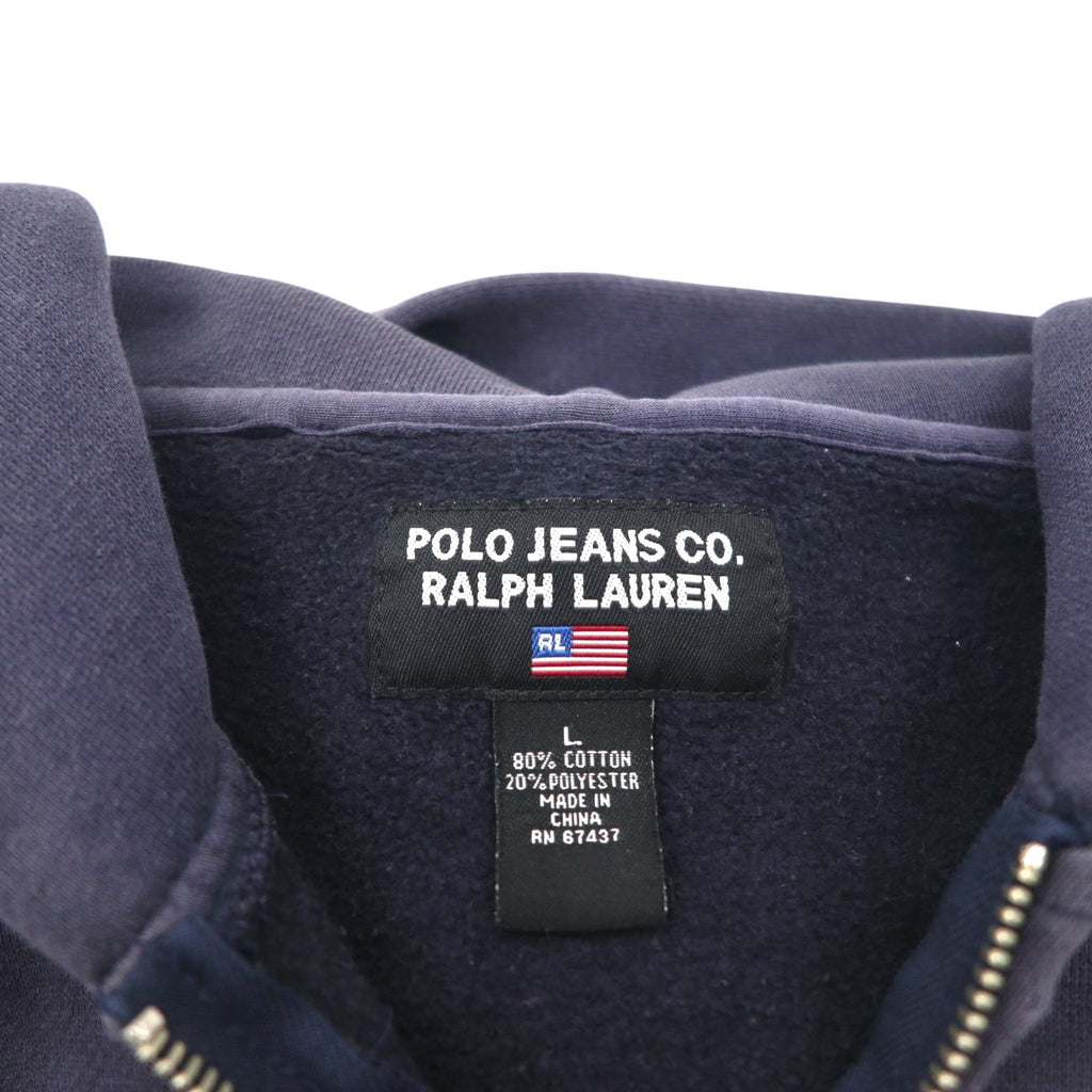 Ralph Lauren 90s Zip Hoodie L Navy Front Pocket POLO JEANS CO.