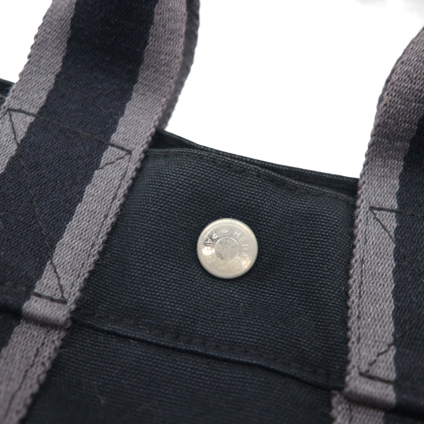 HERMES Foul Tote PM Tote Bag, Black Cotton Canvas, Made in France