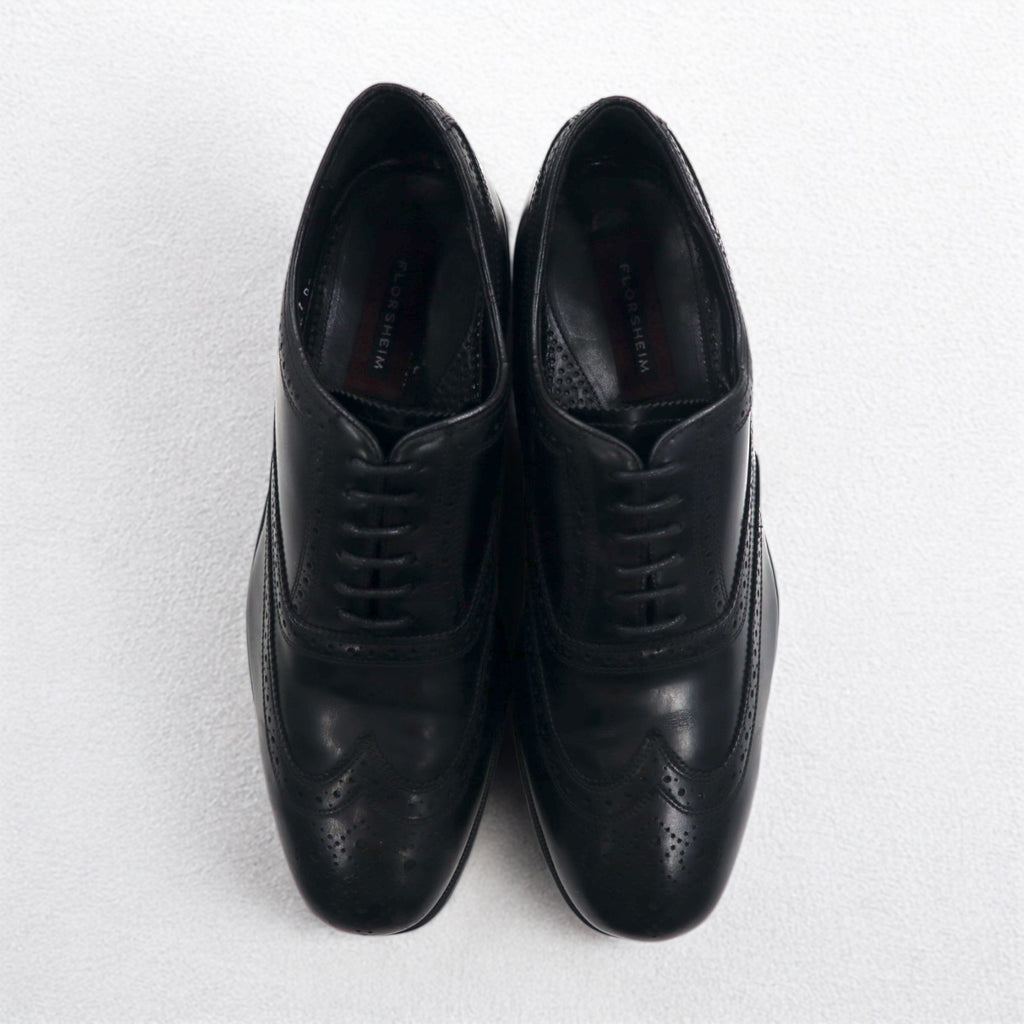 FLORSHEIM Wingtip Full Brogue Medallion Shoes 28.5cm Black Leather 17066-01