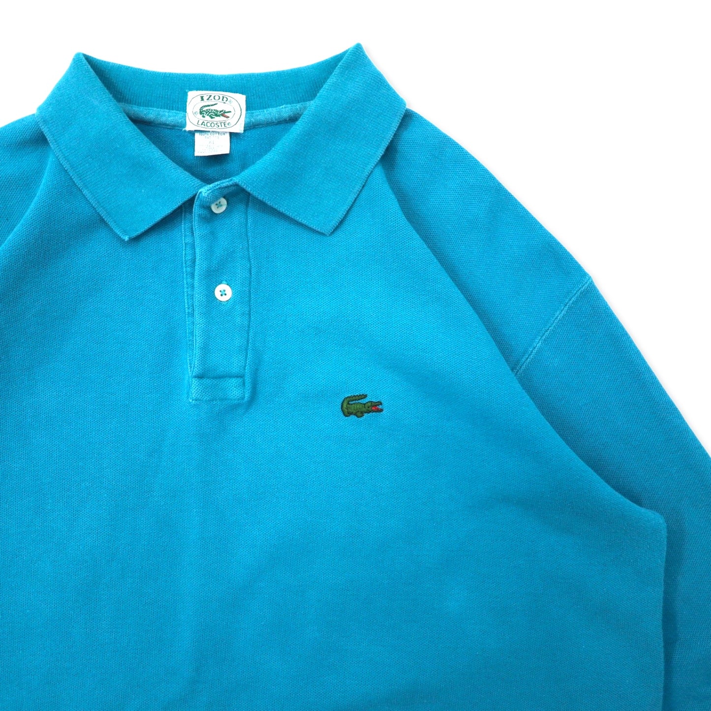 IZOD LACOSTE 90年代 長袖 ポロシャツ XL グリーン コットン 鹿の子 ワンポイントロゴ