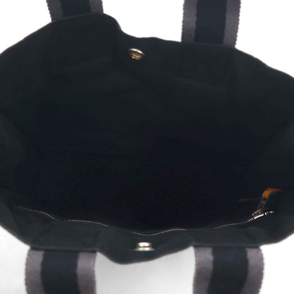 HERMES Foul Tote PM Tote Bag, Black Cotton Canvas, Made in France