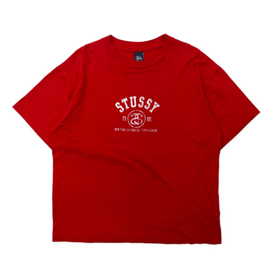 日本然リトテ-古着オンライン-USA製 90年代 STUSSY シャネルロゴ Tシャツ L レッド コットン 紺タグ ビッグサイズ-USA MADE 90's STUSSY T -shirt L Red Cotton Navy Big Size